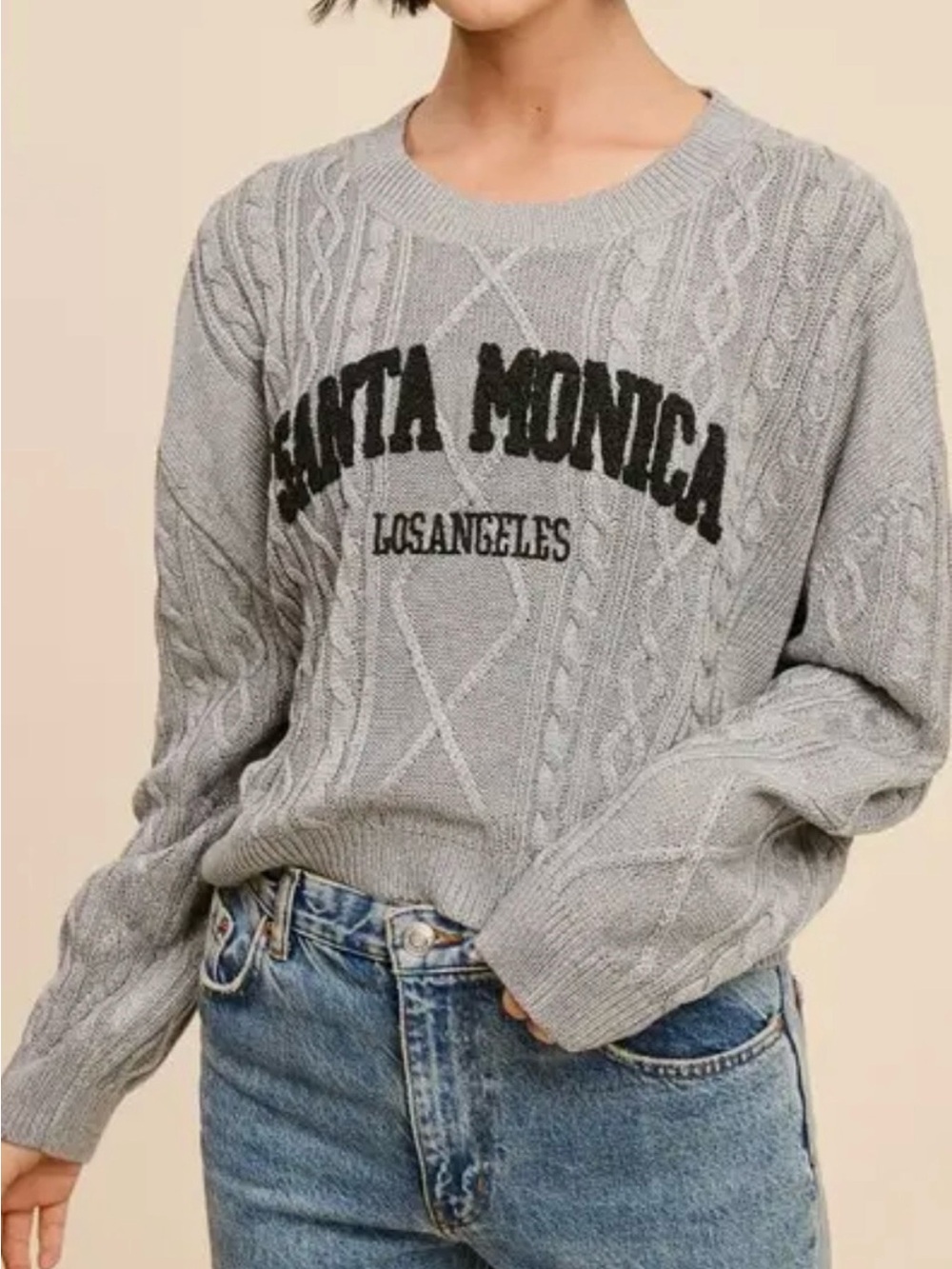 Santa Monica Cable Knit Sweater - Gray